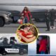 Taylor Swift returns to LA shielded by umbrellas after partying with Travis Kelce in Vegas until 5am for his Super Bowl victory – before her grueling 16 hour, 8,000 mile flight to Australia as Eras Tour resumes