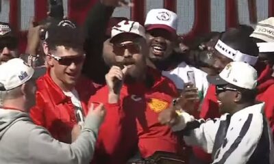 WATCH: There have been a lot of drunk athletes at championship parades but 'TRAVIS KELCE' may be the drunkest I've ever seen