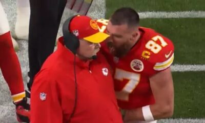 Furious Travis Kelce shoves Chiefs coach Andy Reid and throws his helmet in shocking Super Bowl