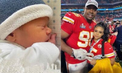 KC Defensive Tackle, Chris Jones celebrates the arrival of a bouncing baby Boy with his girlfriend.. is going to be a super bowl child, says Jones