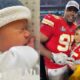 KC Defensive Tackle, Chris Jones celebrates the arrival of a bouncing baby Boy with his girlfriend.. is going to be a super bowl child, says Jones