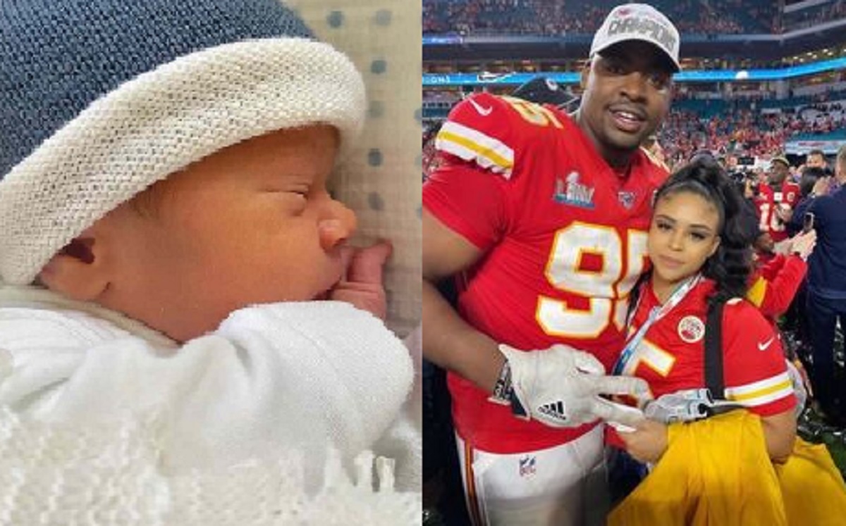 KC Defensive Tackle, Chris Jones celebrates the arrival of a bouncing baby Boy with his girlfriend.. is going to be a super bowl child, says Jones