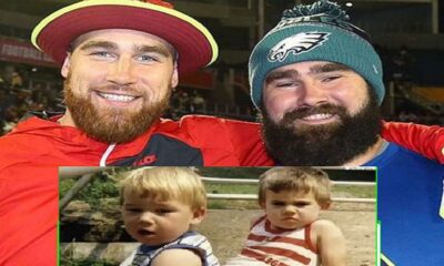 Travis and Jason Kelce celebrate National Sibling Day with hilarious throwback picture of the two NFL legends as young kids