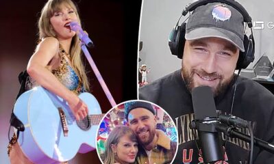 Travis Kelce praised his girlfriend, Taylor Swift, for concluding her almost two-year-long Eras Tour — even though he couldn’t see her perform one last time.