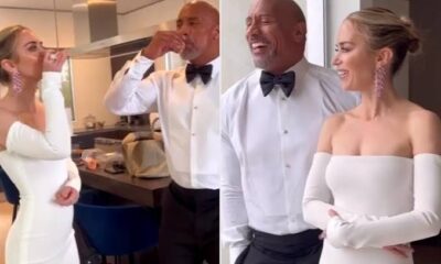 Dwayne Johnson and Emily Blunt Share Laughs and Tequila Shots While Prepping for 2023 Oscars — Watch...