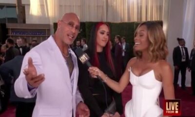 Dwayne Johnson Has Sweet Red Carpet Moment with Daughter Simone, 23, at the 2025 Golden Globes...