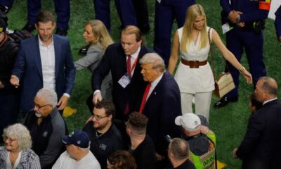 President Donald Trump attends Super Bowl 2025 with kids Ivanka and Eric...